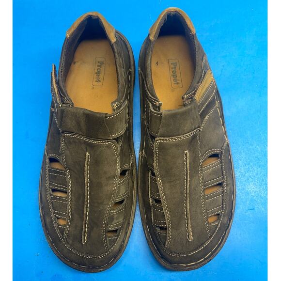 Propet Jack Fisherman Sandals Brown Leather Walking Comfort Mens Size 9 3E(X) - Picture 8 of 11